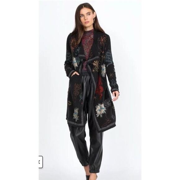 JOHNNY WAS BIYA EMBROIDERED BLACK ESMERALDA SWEATER SIZE M NEW - Picture 1 of 8